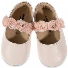 BabyWalker Βαπτιστικά παπούτσια κορίτσι  εκρού-ροζ MI.1638 